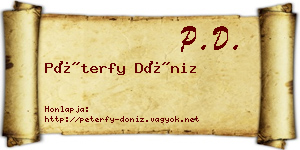 Péterfy Döniz névjegykártya